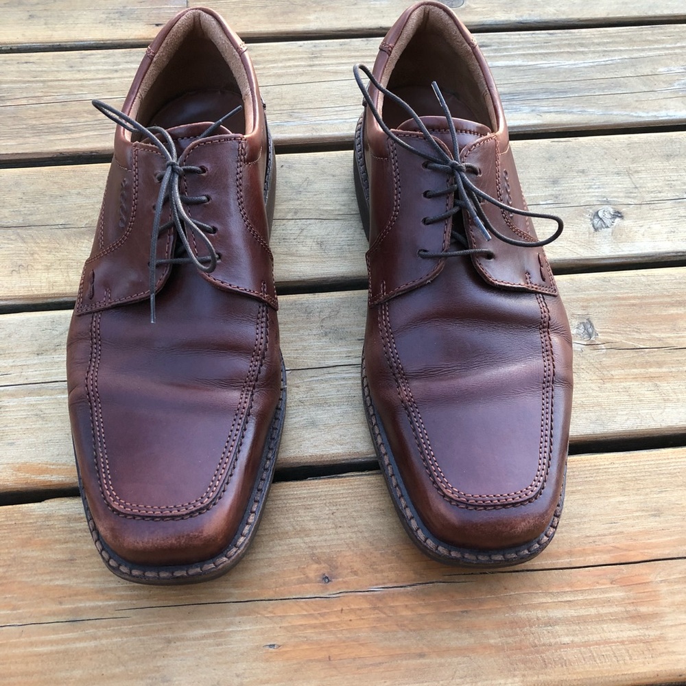 Ecco Mens Seattle Apron Toe Tie Cognac Shoes